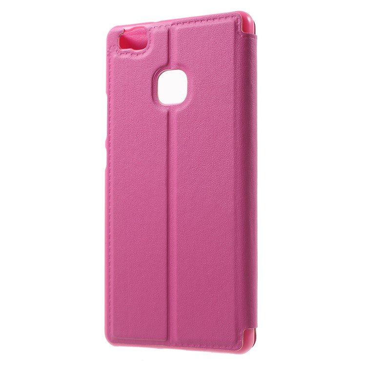 View Window Leather Stand Shell for Huawei P9 Lite / G9 Lite - Rose-2