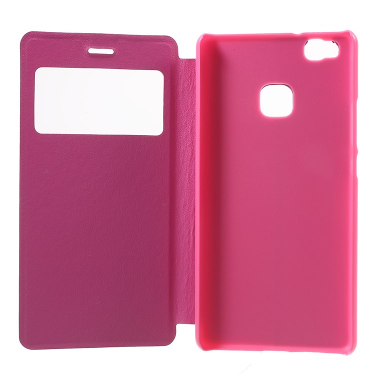 View Window Leather Stand Shell for Huawei P9 Lite / G9 Lite - Rose-4