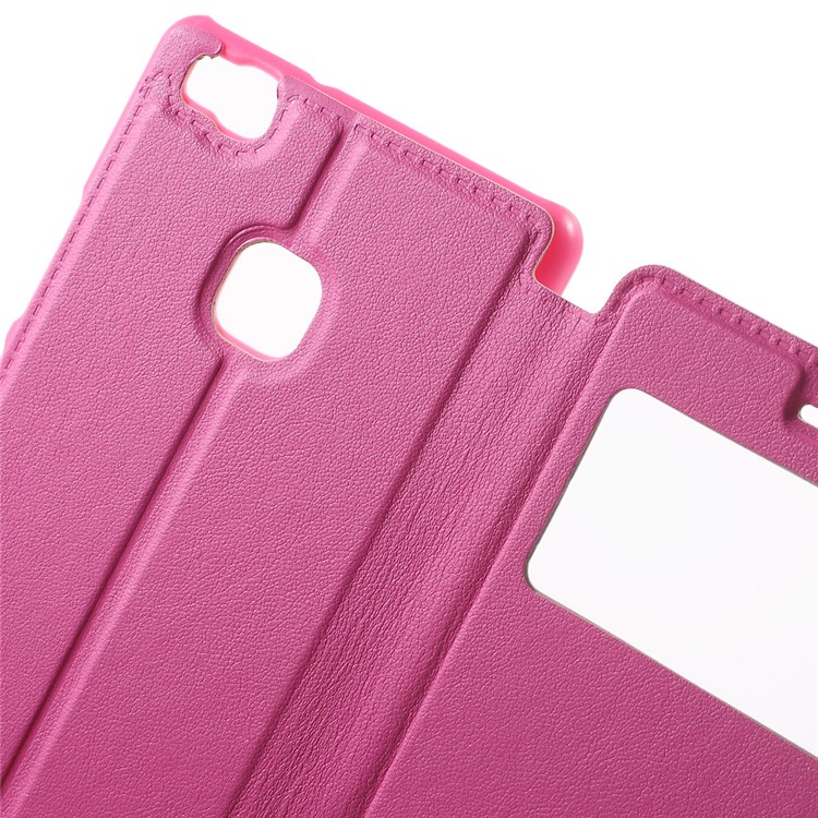 View Window Leather Stand Shell for Huawei P9 Lite / G9 Lite - Rose-6