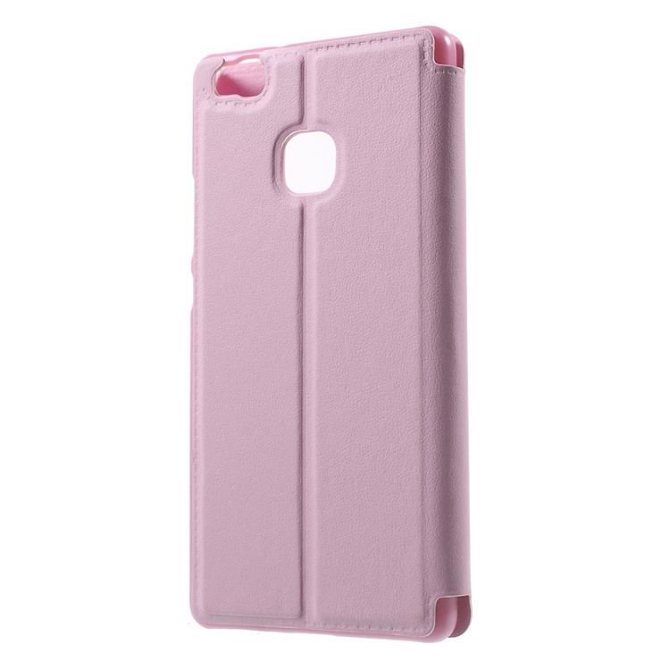 View Window Flip Leather Phone Case for Huawei P9 Lite / G9 Lite - Pink-2