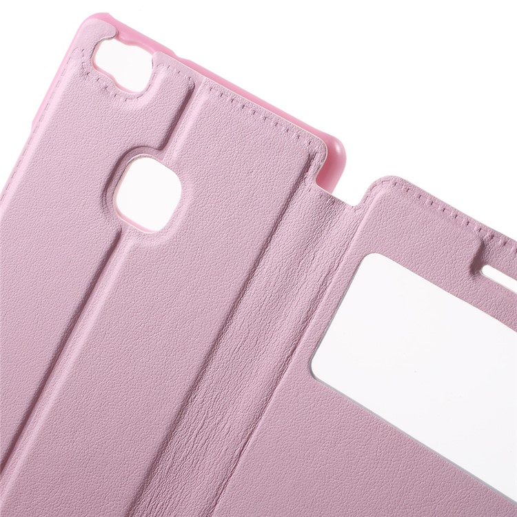 View Window Flip Leather Phone Case for Huawei P9 Lite / G9 Lite - Pink-6