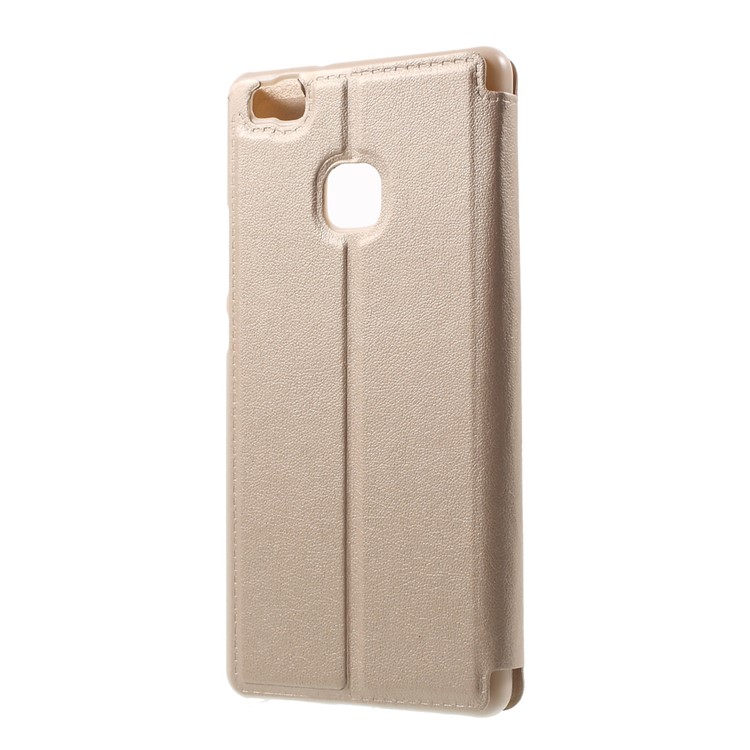 View Window PU Leather Folio Cover for Huawei P9 Lite / G9 Lite - Gold-2