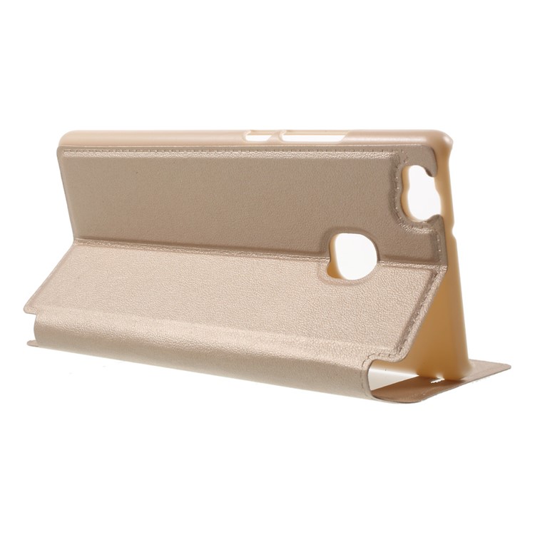 View Window PU Leather Folio Cover for Huawei P9 Lite / G9 Lite - Gold-3