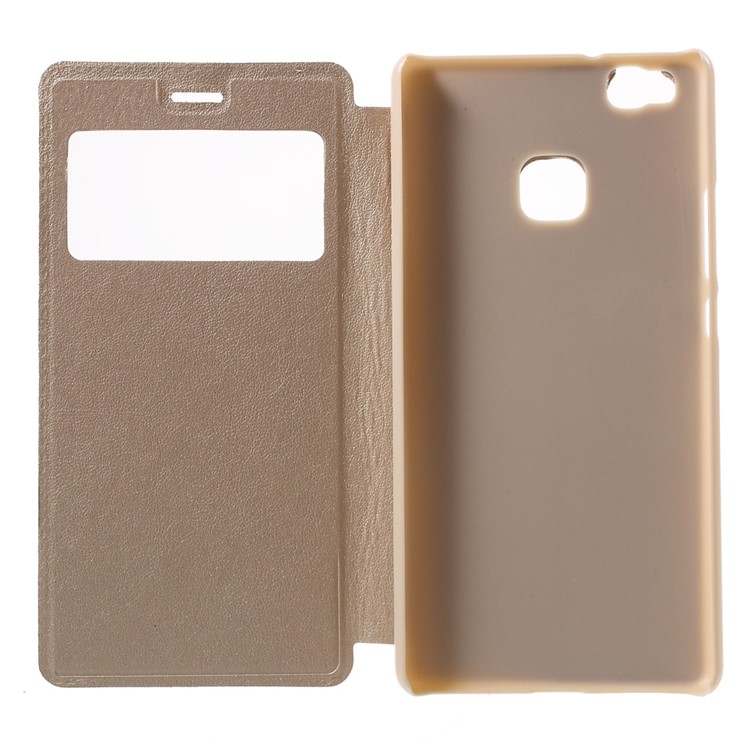 View Window PU Leather Folio Cover for Huawei P9 Lite / G9 Lite - Gold-4