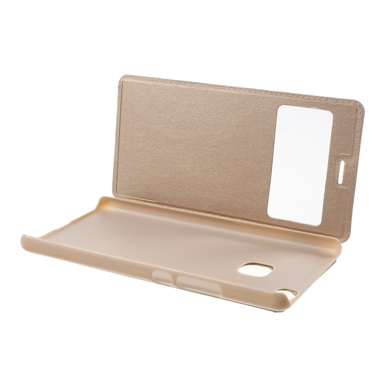 View Window PU Leather Folio Cover for Huawei P9 Lite / G9 Lite - Gold-5