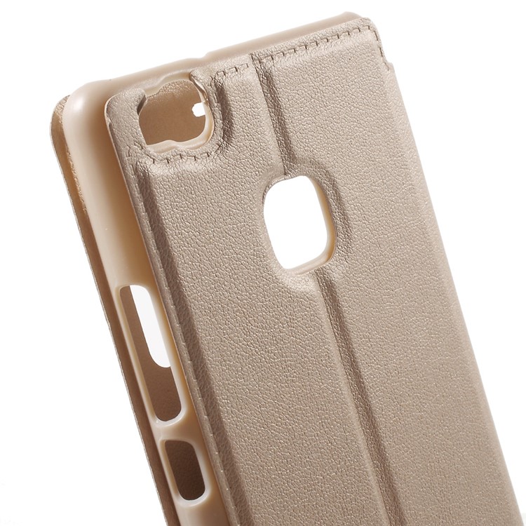 View Window PU Leather Folio Cover for Huawei P9 Lite / G9 Lite - Gold-7
