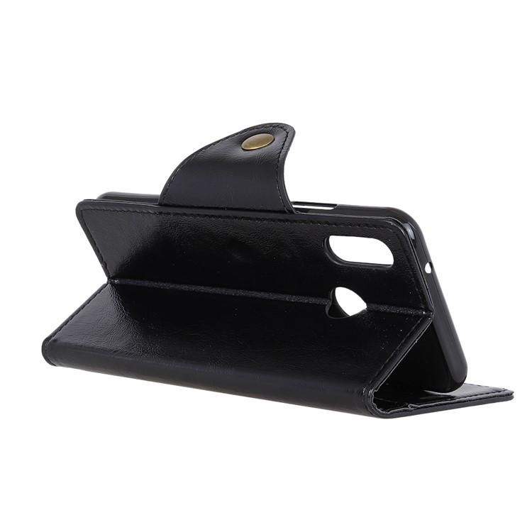 Textured PU Leather Wallet Stand Phone Case for Huawei Y6 (2019) - Black-9