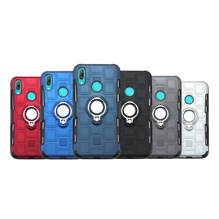 Geometric Pattern TPU PC Hybrid Phone Cover with Kickstand Belt Clip for Huawei Y7 (2019) - Black-4