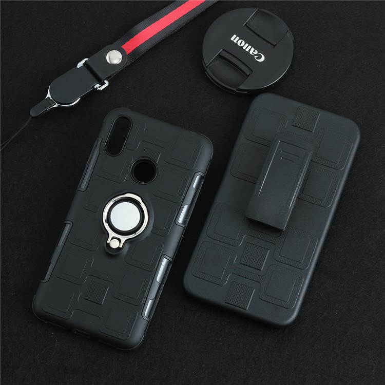 Geometric Pattern TPU PC Hybrid Phone Cover with Kickstand Belt Clip for Huawei Y7 (2019) - Black-7