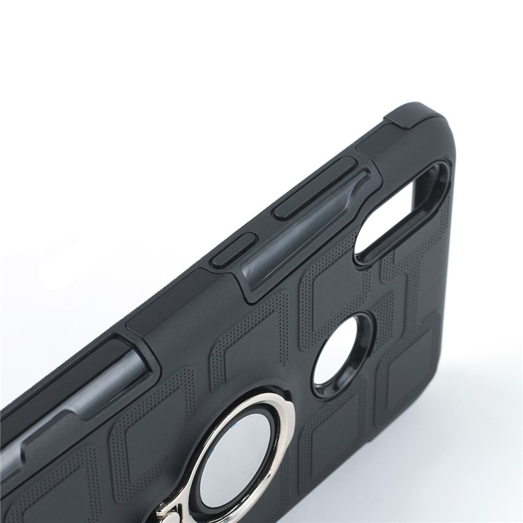 Geometric Pattern TPU PC Hybrid Case with Magnetic Car Mount Ring Holder for Huawei Y7 (2019) - Black-12