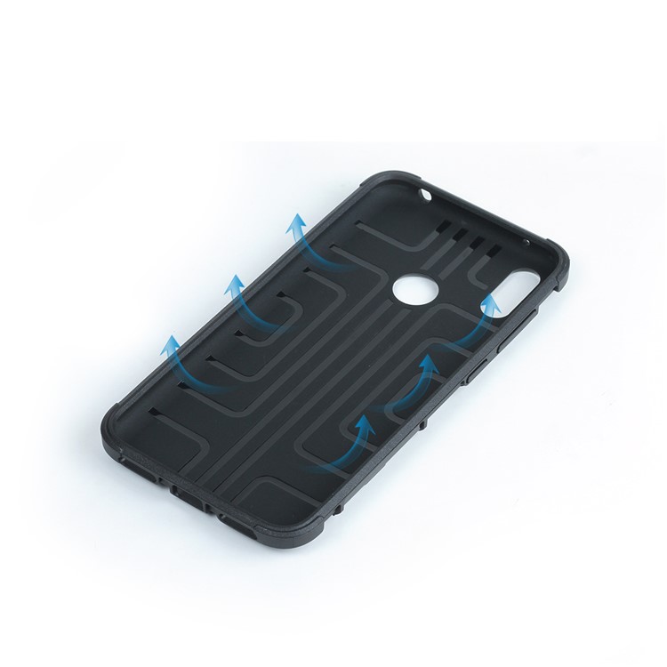 Geometric Pattern TPU PC Hybrid Case with Magnetic Car Mount Ring Holder for Huawei Y7 (2019) - Black-13