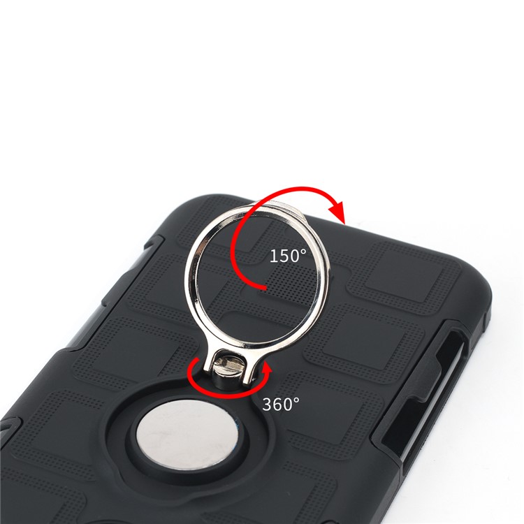 Geometric Pattern TPU PC Hybrid Case with Magnetic Car Mount Ring Holder for Huawei Y7 (2019) - Black-5