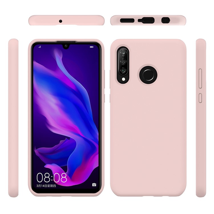 Coque De Protection Dorsale En Silicone Liquide Souple Pour Huawei P30 Lite / Nova 4e - Rose-2