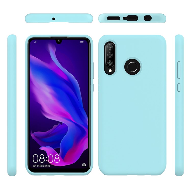 Coque De Protection Dorsale En Silicone Liquide Souple Pour Huawei P30 Lite / Nova 4e - Cyan-2