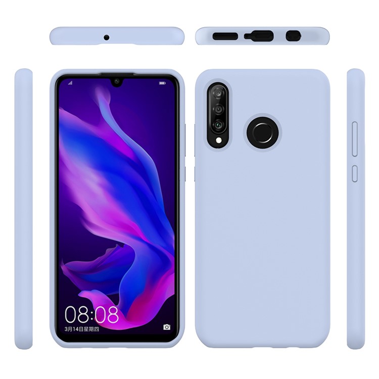 Coque De Protection Dorsale En Silicone Liquide Souple Pour Huawei P30 Lite / Nova 4e - Bleu Ciel-2