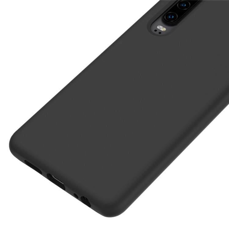 Liquid Silicone Phone Back Cover for Huawei P30 - Black-4