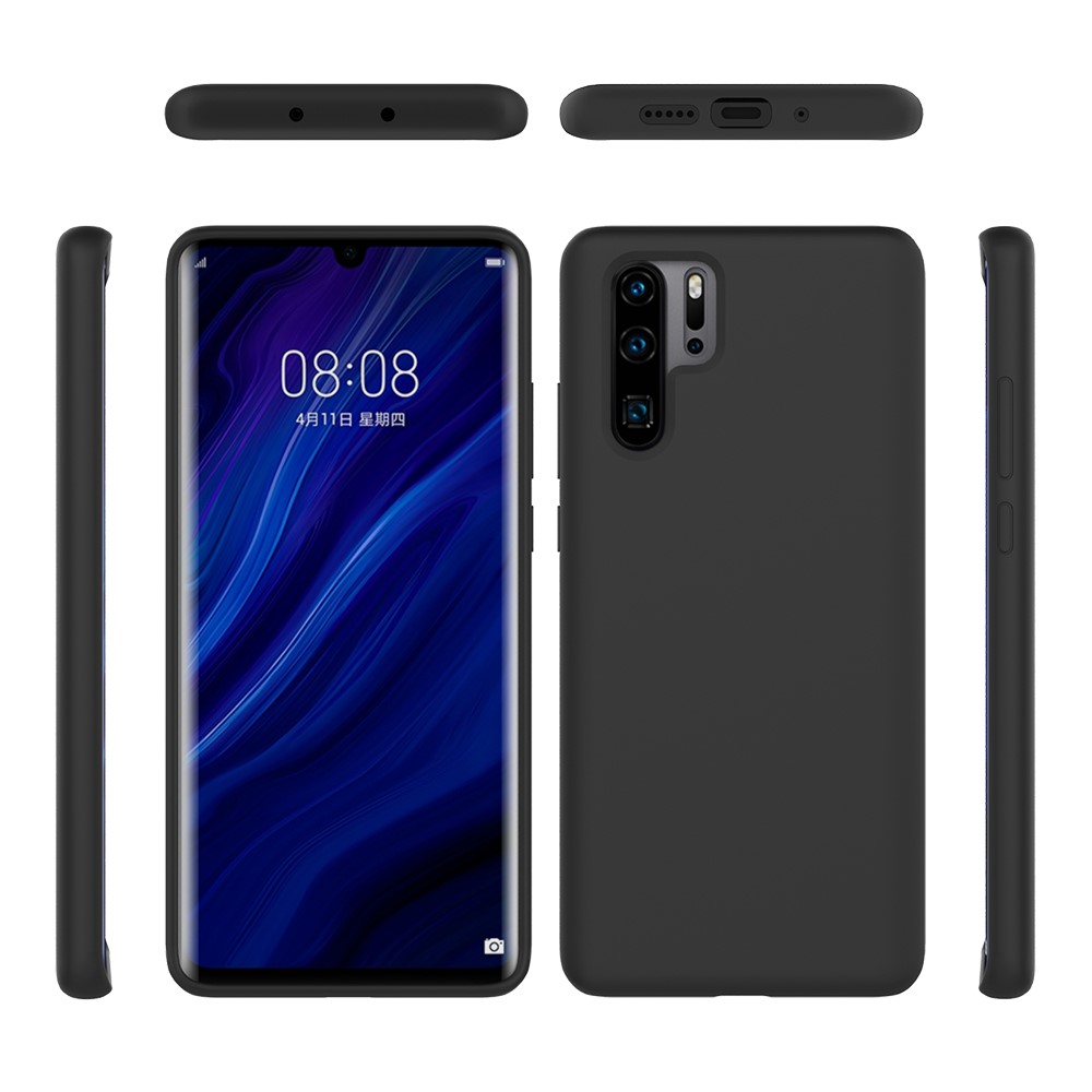 Liquid Silicone Mobile Phone Casing for Huawei P30 Pro - Black-2