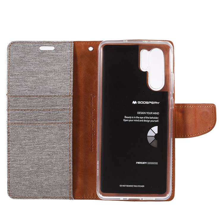 MERCURY GOOSPERY Canvas Diary Leather Wallet Mobile Case for Huawei P30 Pro - Grey-10