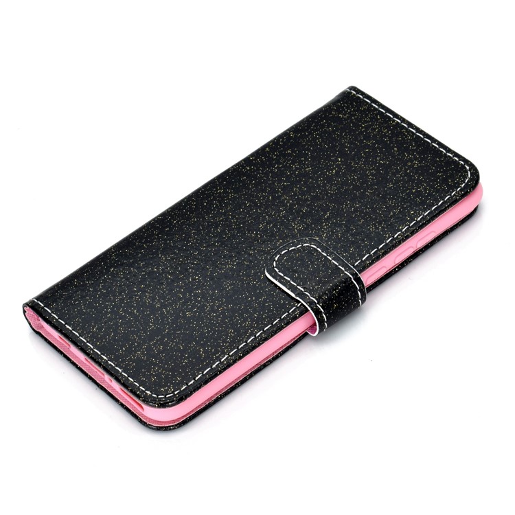 Glitter Powder Magnetic Stand Wallet PU Leather Case for Huawei P30 Lite / nova 4e - Black-6