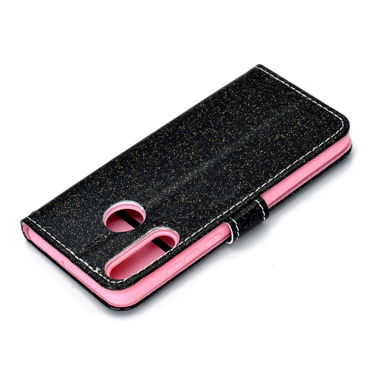 Glitter Powder Magnetic Stand Wallet PU Leather Case for Huawei P30 Lite / nova 4e - Black-7