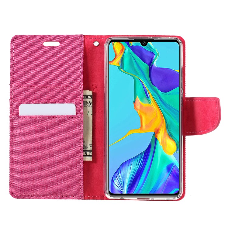 MERCURY GOOSPERY Canvas Diary Leather Wallet Mobile Case for Huawei P30 - Rose-9