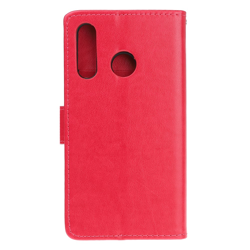 Imprint Butterfly Flowers Leather Wallet Case for Huawei P Smart (2019) / Nova Lite 3 (Japan) - Rose-4