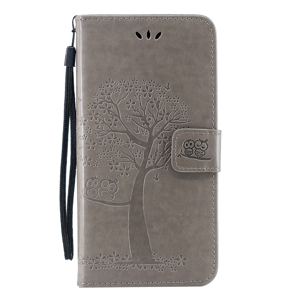 Imprint Tree Owl Leather Wallet Case for Huawei P Smart Plus 2019 / Enjoy 9s/ Maimang 8 / nova 4 lite / Honor 10i - Grey-3