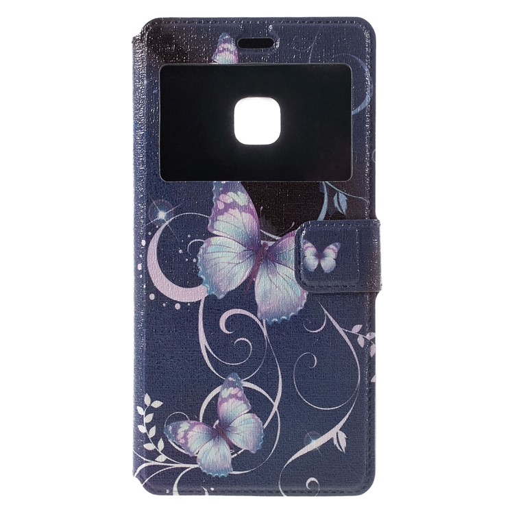 View Window Leather Folio Cover for Huawei P9 Lite / G9 Lite - Purple Butterfly-3