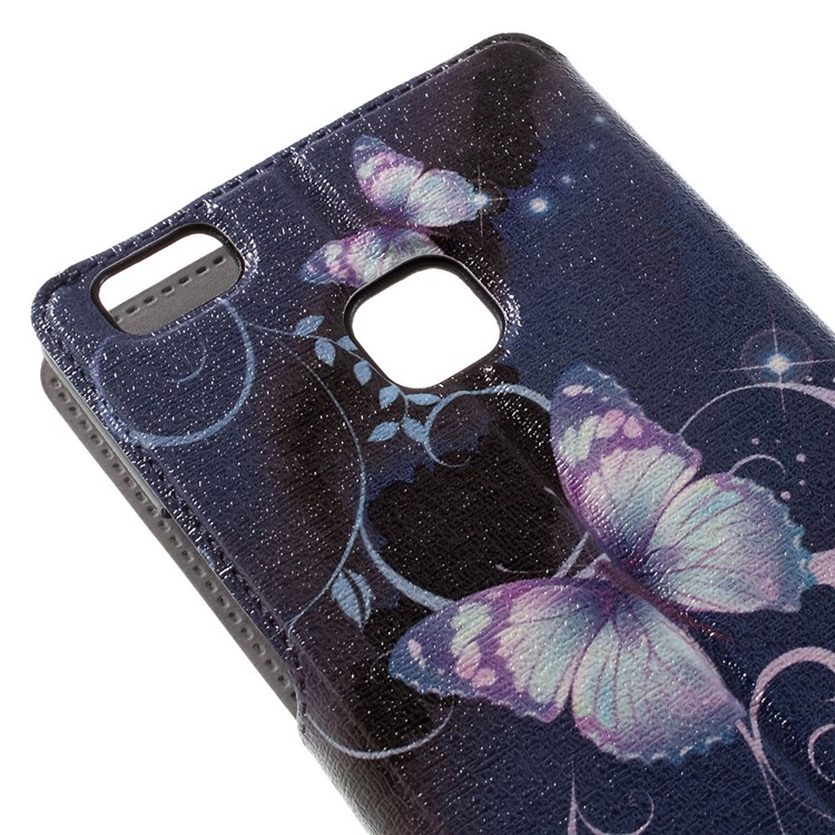 View Window Leather Folio Cover for Huawei P9 Lite / G9 Lite - Purple Butterfly-5