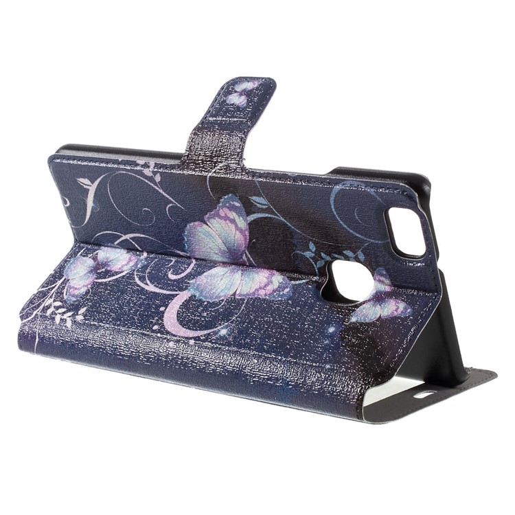 View Window Leather Folio Cover for Huawei P9 Lite / G9 Lite - Purple Butterfly-7