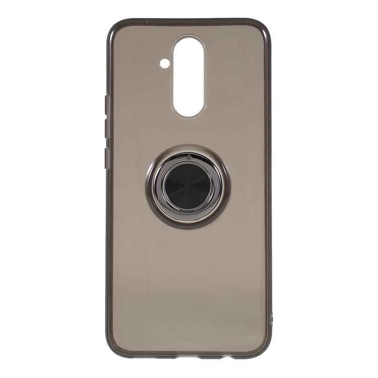 For Huawei Mate 20 Lite Finger Ring Kickstand Clear TPU Cover (Built-in Magnetic Metal Sheet) - Grey-1