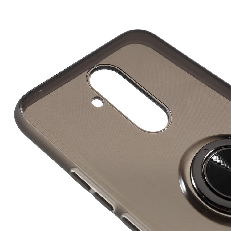 For Huawei Mate 20 Lite Finger Ring Kickstand Clear TPU Cover (Built-in Magnetic Metal Sheet) - Grey-3
