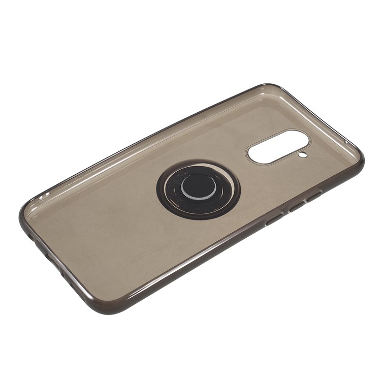 For Huawei Mate 20 Lite Finger Ring Kickstand Clear TPU Cover (Built-in Magnetic Metal Sheet) - Grey-7