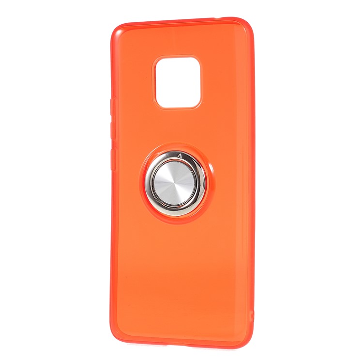 Finger Ring Kickstand Clear TPU Cover for Huawei Mate 20 Pro (Built-in Magnetic Metal Sheet)- Orange-2