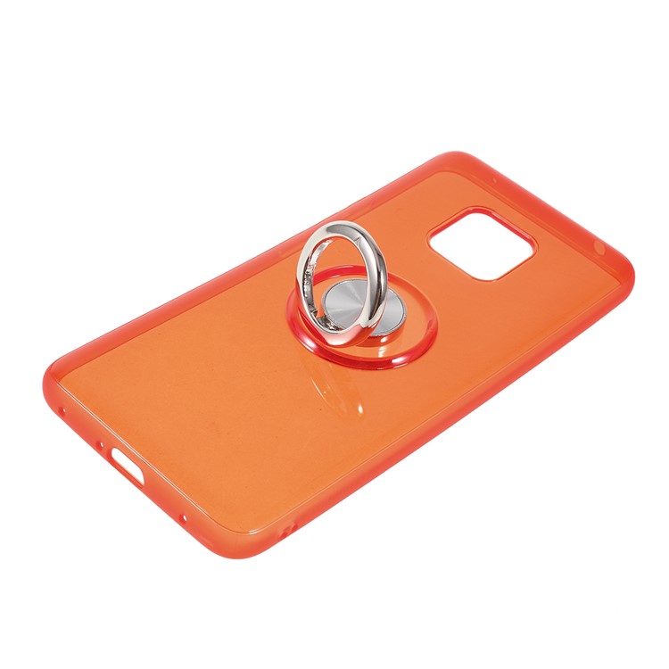 Finger Ring Kickstand Clear TPU Cover for Huawei Mate 20 Pro (Built-in Magnetic Metal Sheet)- Orange-4