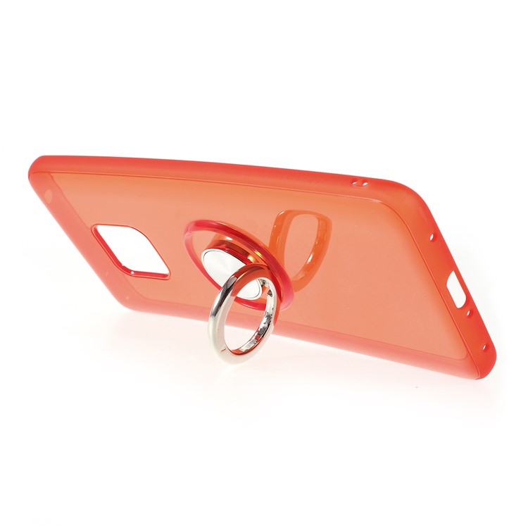 Finger Ring Kickstand Clear TPU Cover for Huawei Mate 20 Pro (Built-in Magnetic Metal Sheet)- Orange-5