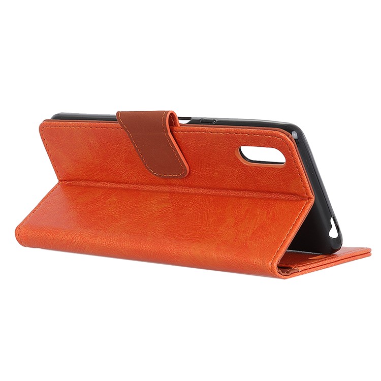 Nappa Textured Split Leather Wallet Magnetic Case for Huawei Y5 (2019) - Orange-11