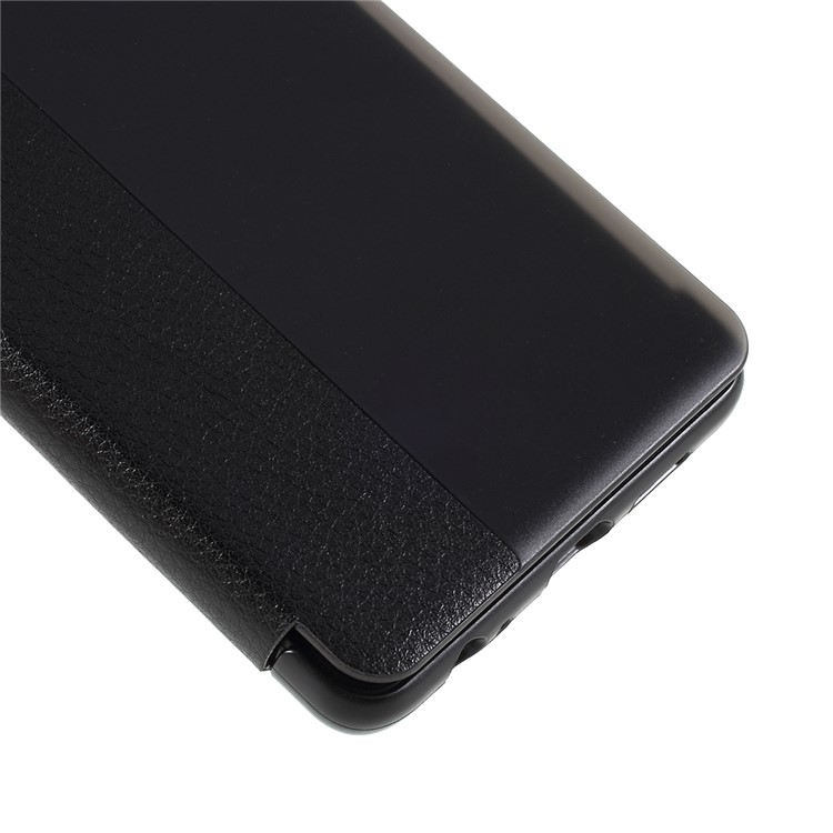 Leather Case with Smart Wake Sleep Function for Huawei P30 - All Black-4