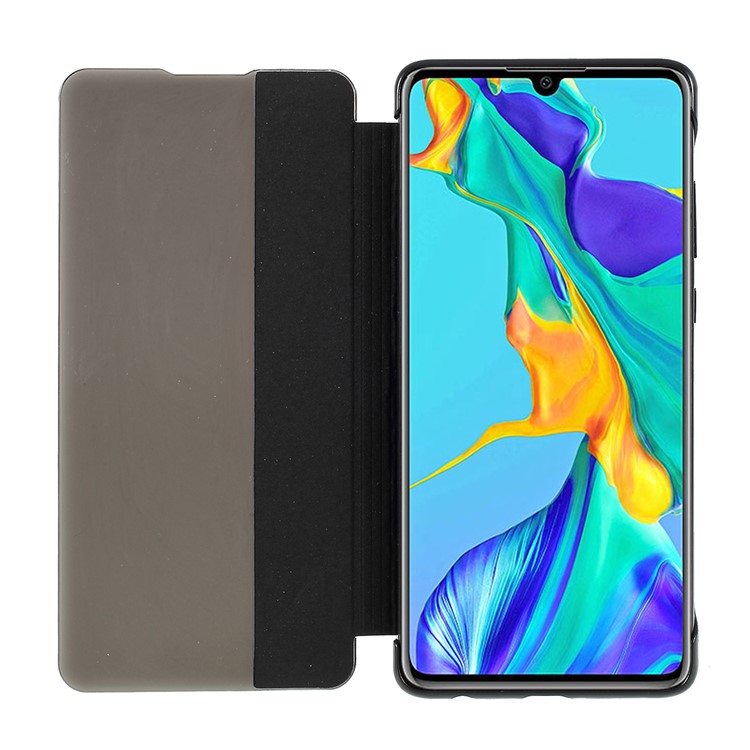 Leather Case with Smart Wake Sleep Function for Huawei P30 - All Black-7