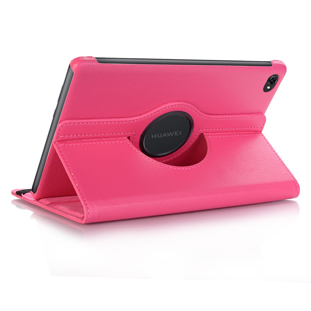 Litchi Skin Leder Tablet Cover Hülle Mit Rotierender Ständer Für Huawei MediaPad M5 Lite 10/C5 10 - Rose