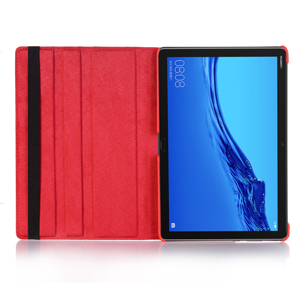 Litchi Skin Leather Tablet Caso Com Suporte Rotativo Para a Huawei Mediapad M5 Lite 10/C5 10 - Vermelho-4