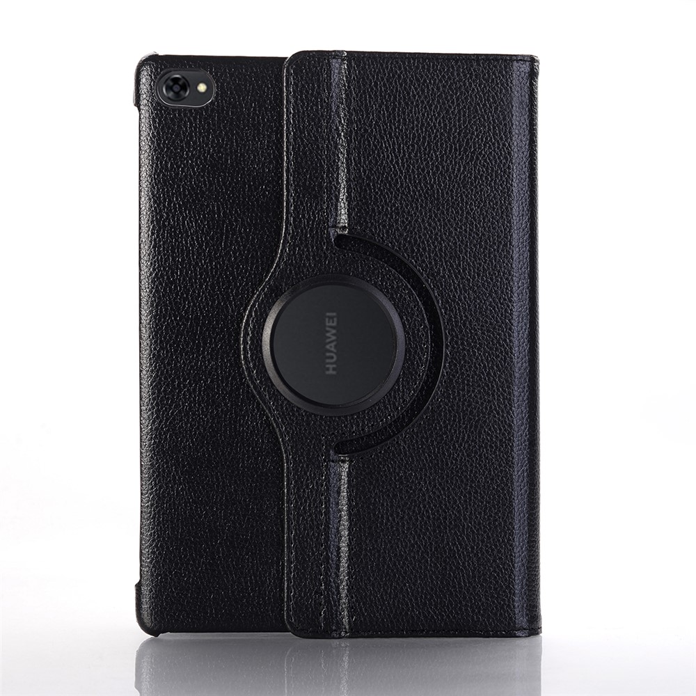 Litchi Skin Leather Tablet Cover Case with Rotating Stand for Huawei MediaPad M5 lite 10/C5 10 - Black-1
