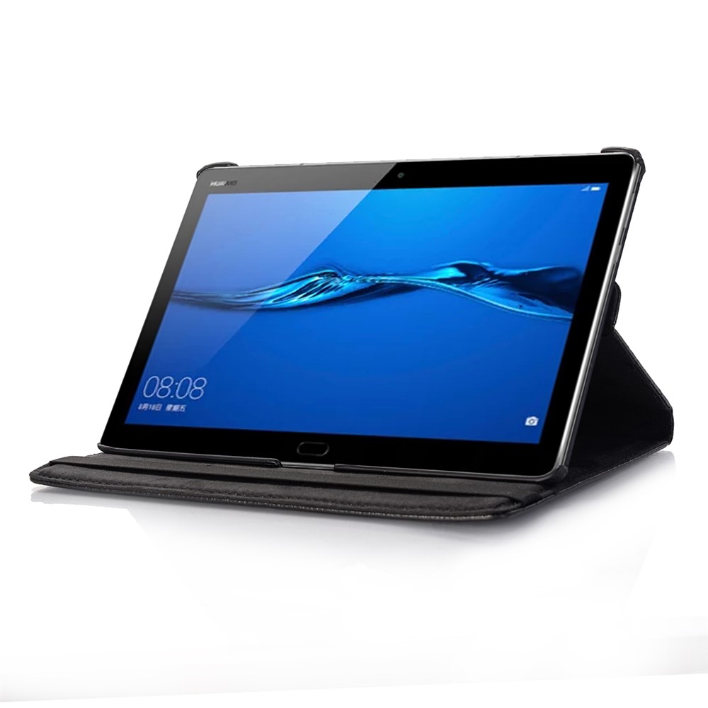 Litchi Skin Leather Tablet Cover Case with Rotating Stand for Huawei MediaPad M5 lite 10/C5 10 - Black-2