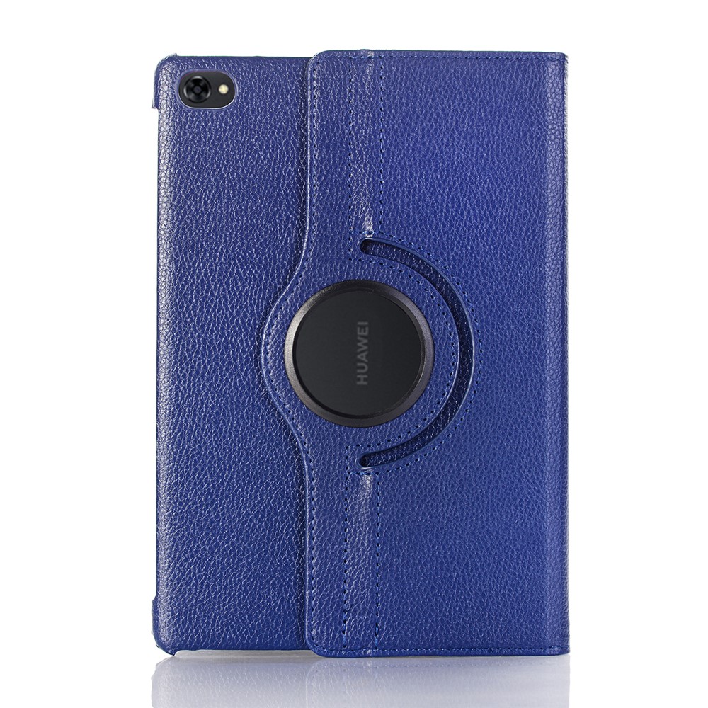 Litchi Pele Capa De Couro Tablet Case Com Suporte Rotativo Para Huawei Mediapad M5 Lite 10 / C5 10 - Azul Escuro-1