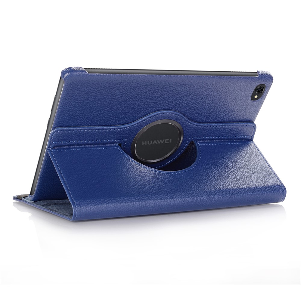 Litchi Pele Capa De Couro Tablet Case Com Suporte Rotativo Para Huawei Mediapad M5 Lite 10 / C5 10 - Azul Escuro-2