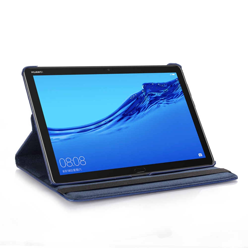 Litchi Pele Capa De Couro Tablet Case Com Suporte Rotativo Para Huawei Mediapad M5 Lite 10 / C5 10 - Azul Escuro-3