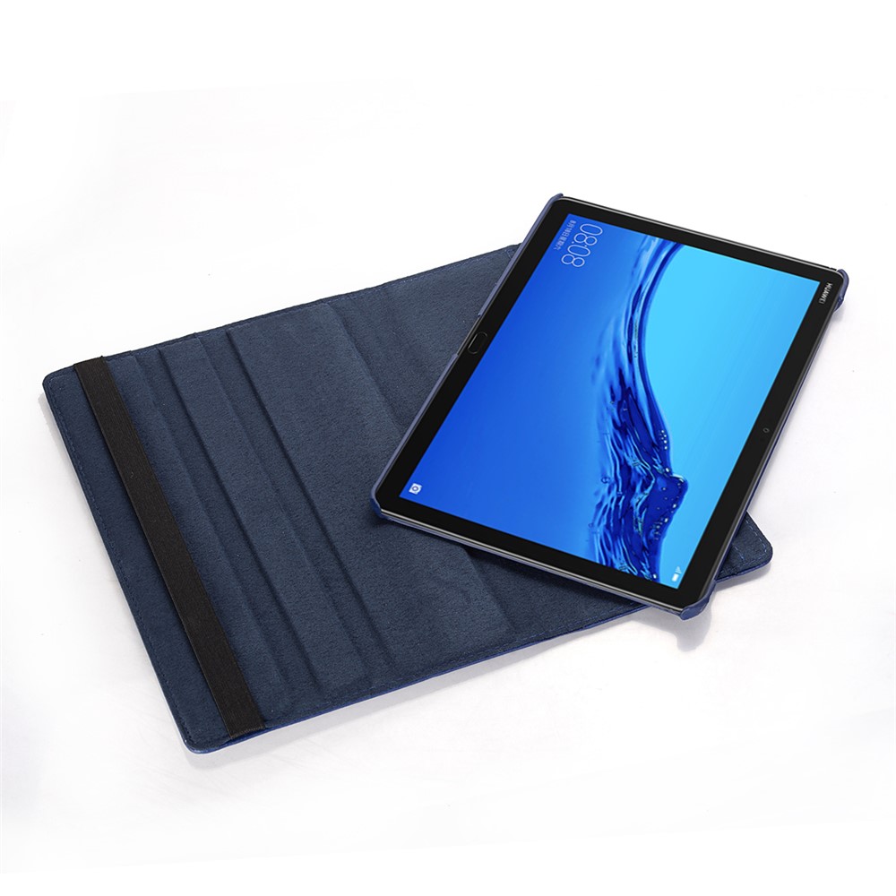 Litchi Pele Capa De Couro Tablet Case Com Suporte Rotativo Para Huawei Mediapad M5 Lite 10 / C5 10 - Azul Escuro-4