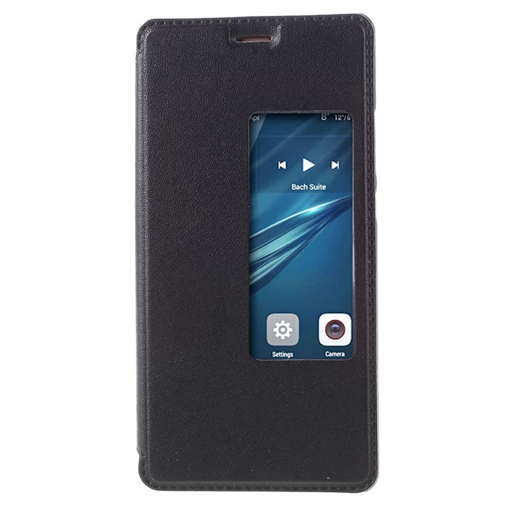 Window View Leather Case for Huawei P9 Plus - Black-3