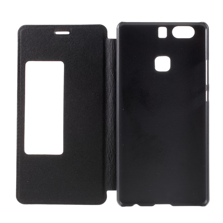 Window View Leather Case for Huawei P9 Plus - Black-7