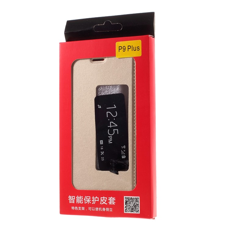 Window View Leather Phone Case for Huawei P9 Plus - Gold-10